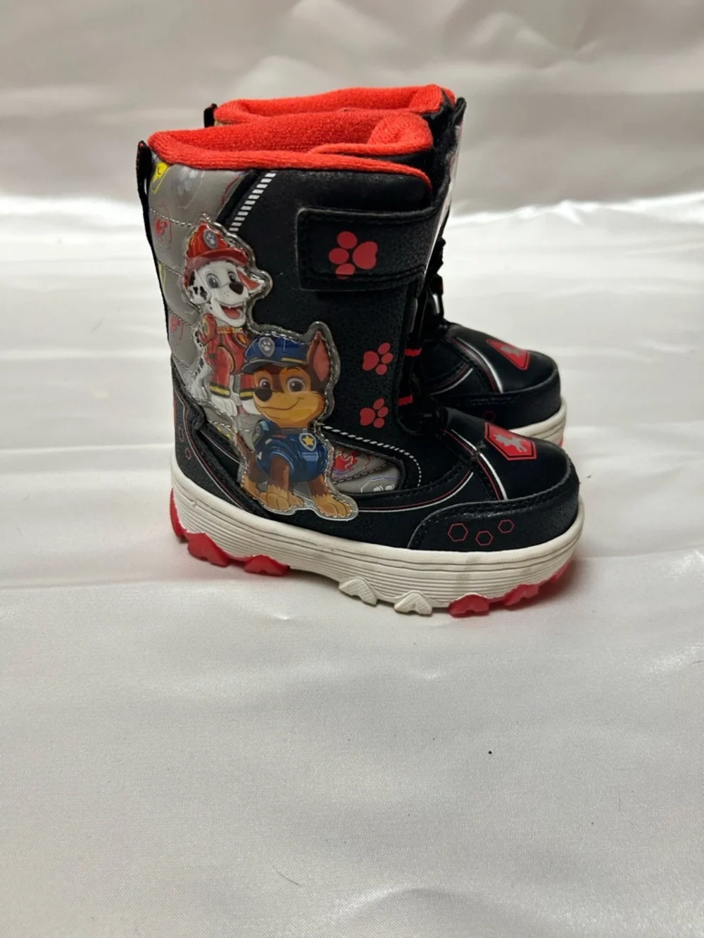 Paw Patrol Black and Red Kids Light Up Snow Boots | Toddler Size 7